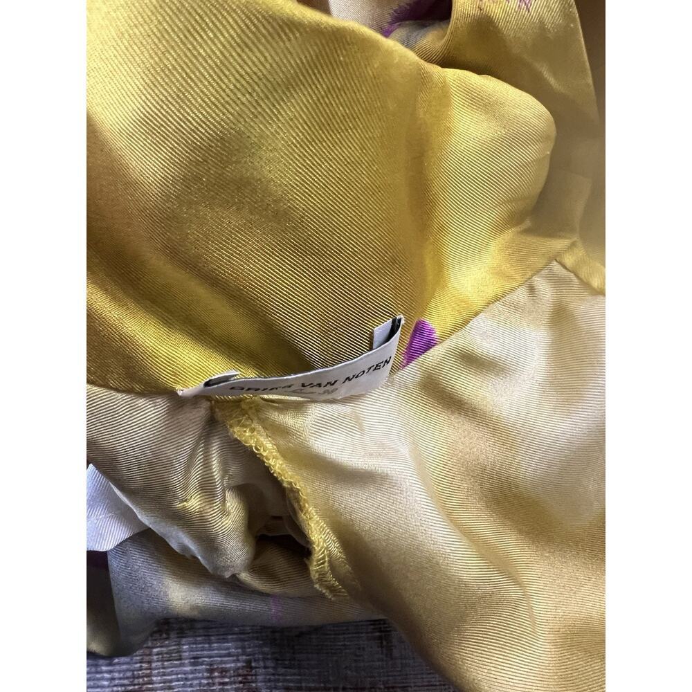 Dries Van Noten Sequin Yellow Floral Silk Delville Midi Dress Runway Size 38 - Picture 3 of 16